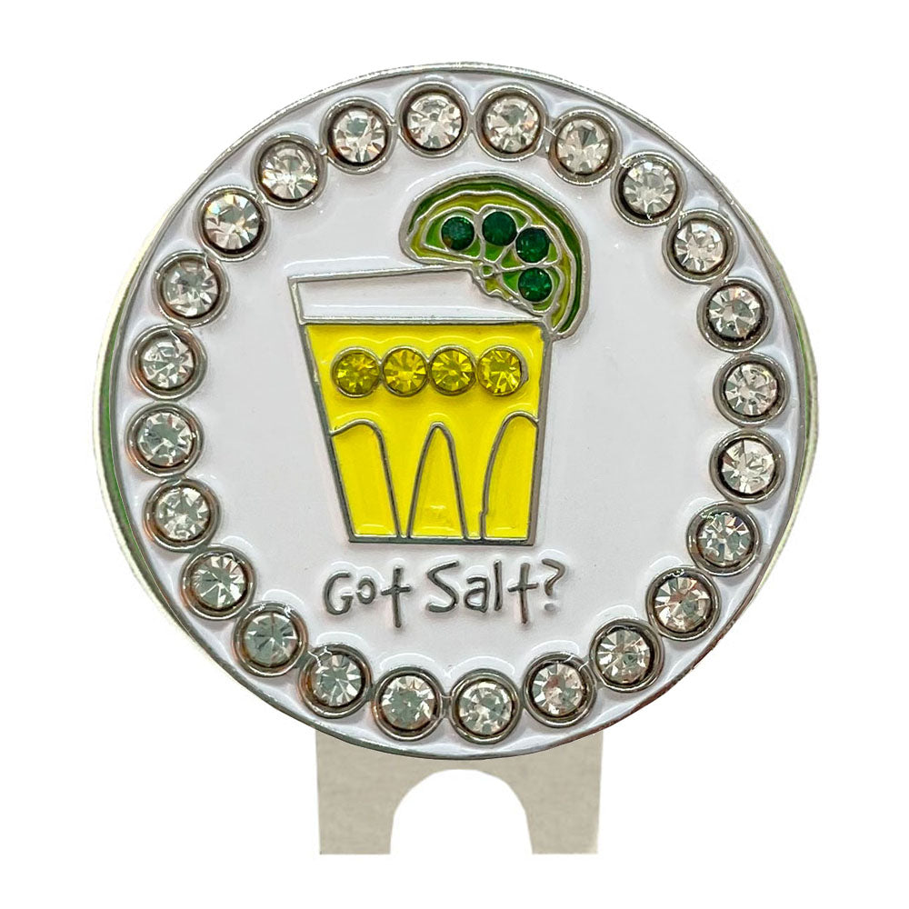 Giggle Golf Bling Got Salt Ball Marker On Magnetic Lime Hat Clip