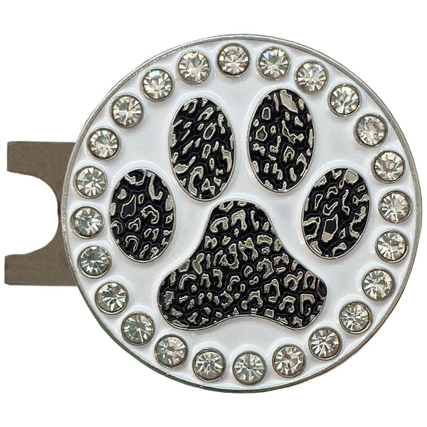 Giggle Golf Bling Paw Print (Black) Golf Ball Marker With Magnetic Hat Clip