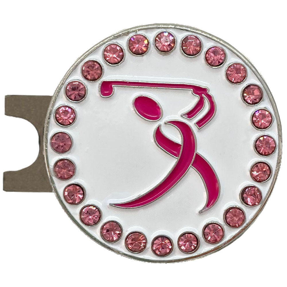 Bling Pink Ribbon Golf Ball Marker