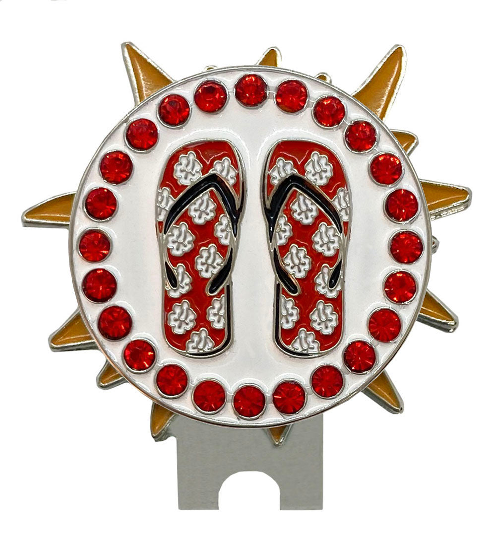 Bling Flip Flops (Red) Golf Ball Marker