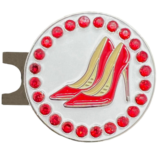 Giggle Golf Bling Red High Heels Golf Ball Marker With Magnetic Hat Clip