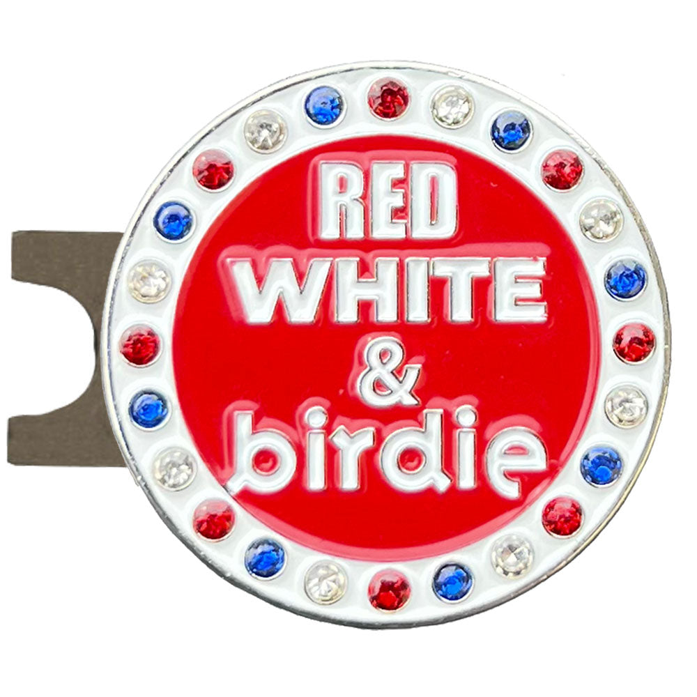 Bling Red White & Birdie Golf Ball Marker