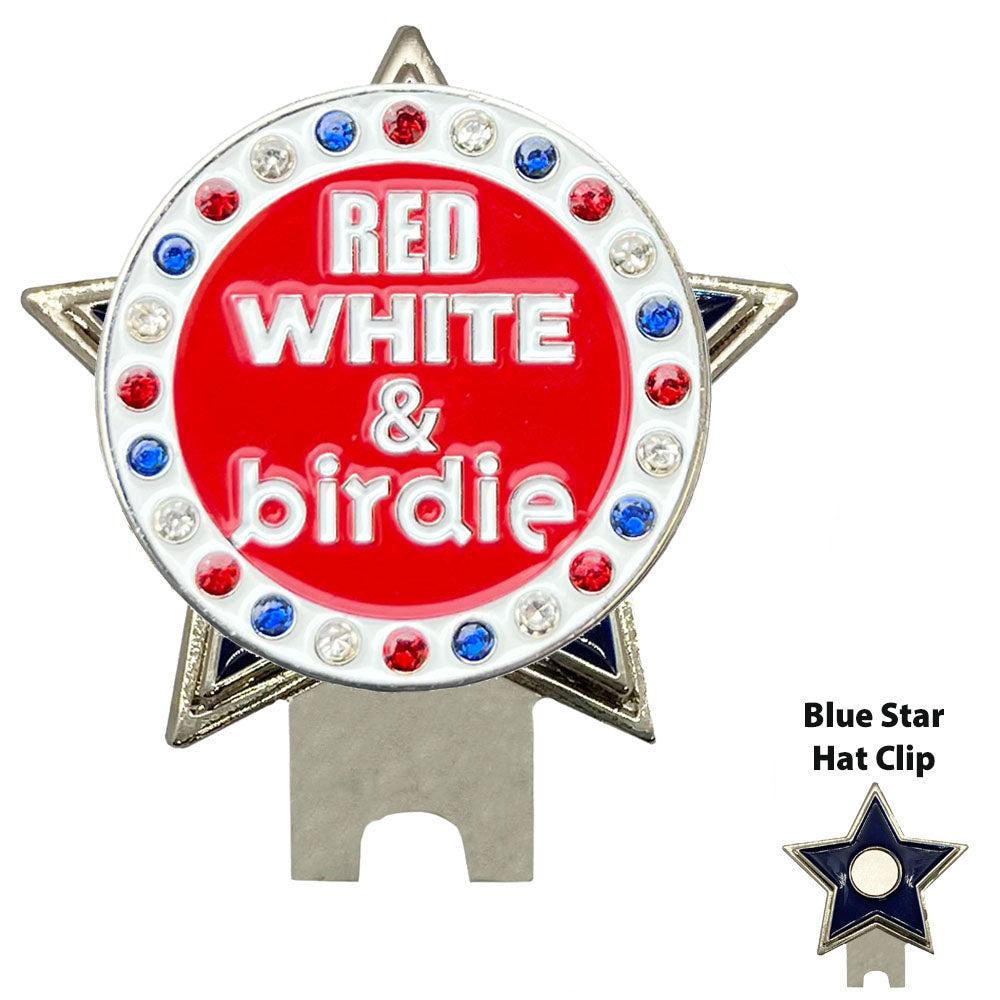Bling Red White & Birdie Golf Ball Marker
