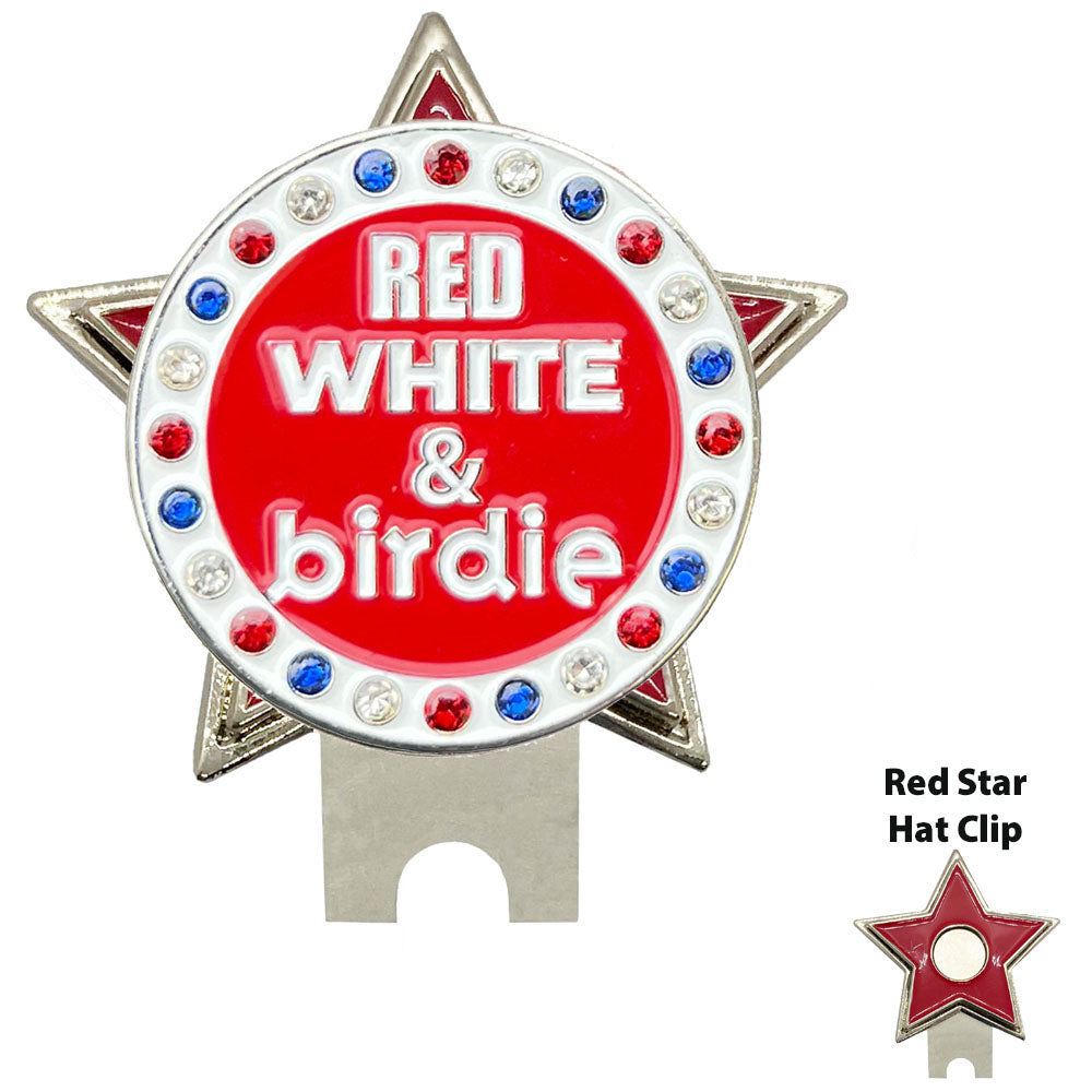 Bling Red White & Birdie Golf Ball Marker