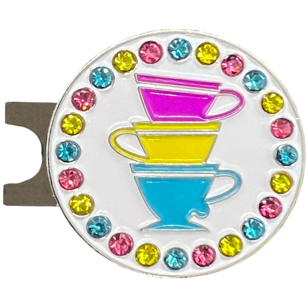 Giggle Golf Bling Teacups Golf Ball Marker With Magnetic Hat Clip