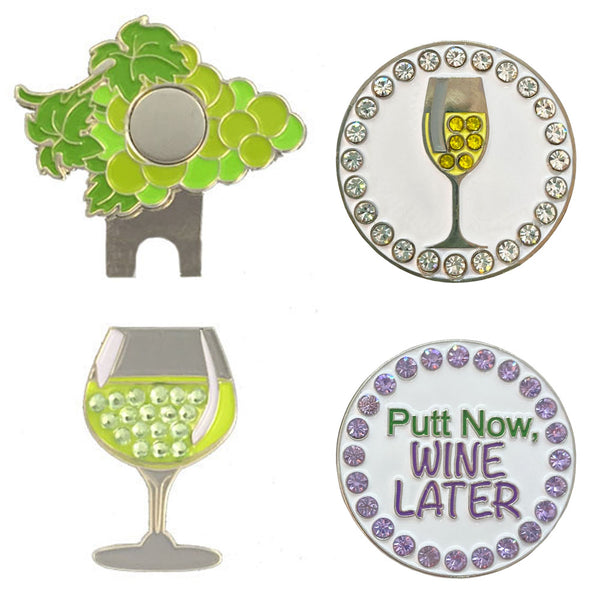 Giggle Golf White Wine Ball Marker Pack - white wine and putt now wine later