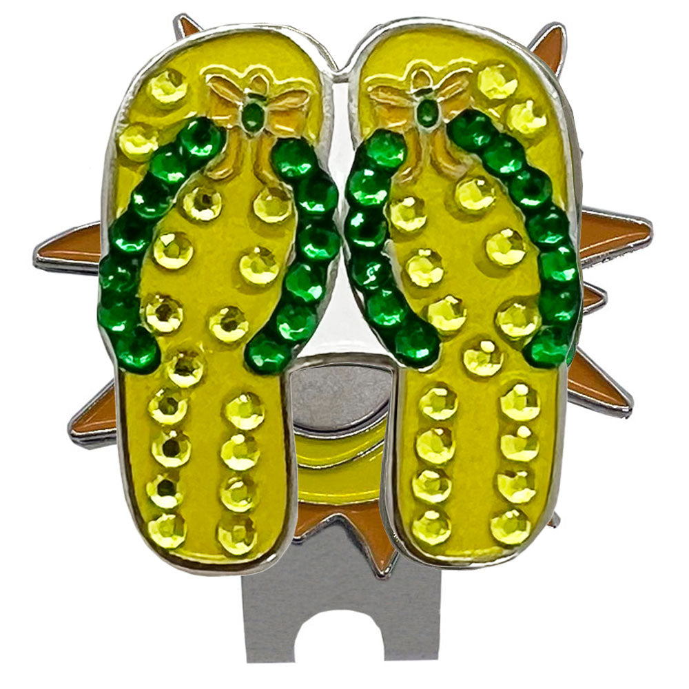 Bling Flip Flops Shaped (Yellow) Golf Ball Marker