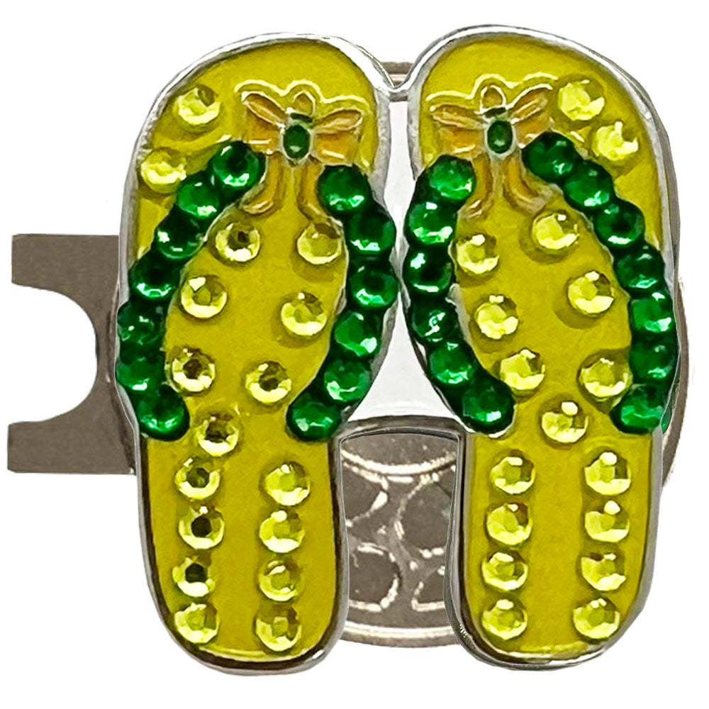 Bling Flip Flops Shaped (Yellow) Golf Ball Marker