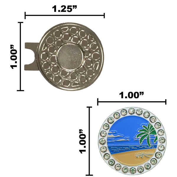 Size of the Giggle Golf Bling Beach Scene Ball Marker And Hat Clip