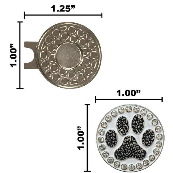 Size of the Giggle Golf Bling Paw Print (Black) Ball Marker And Hat Clip