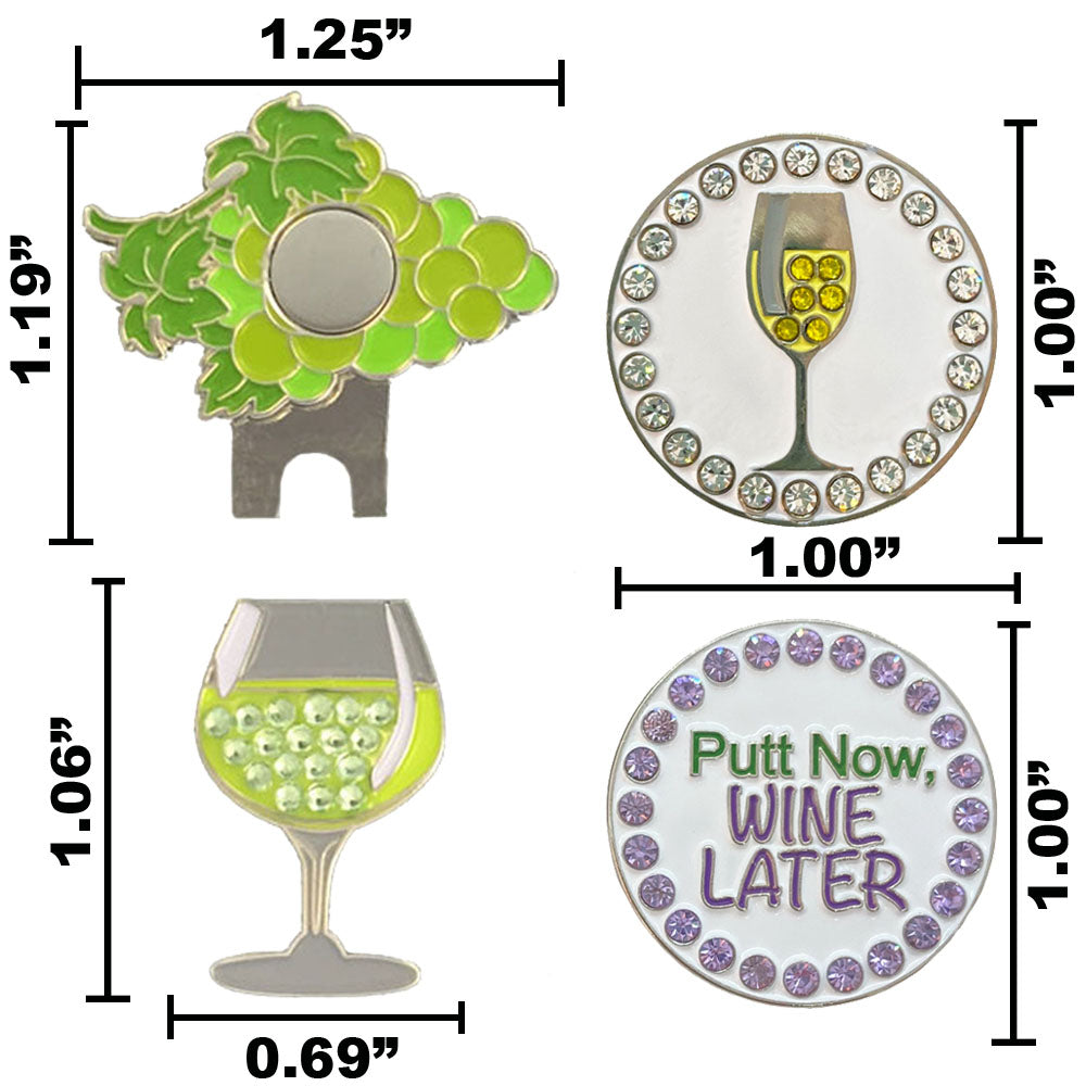 Giggle Golf white wine ball marker pack sizing