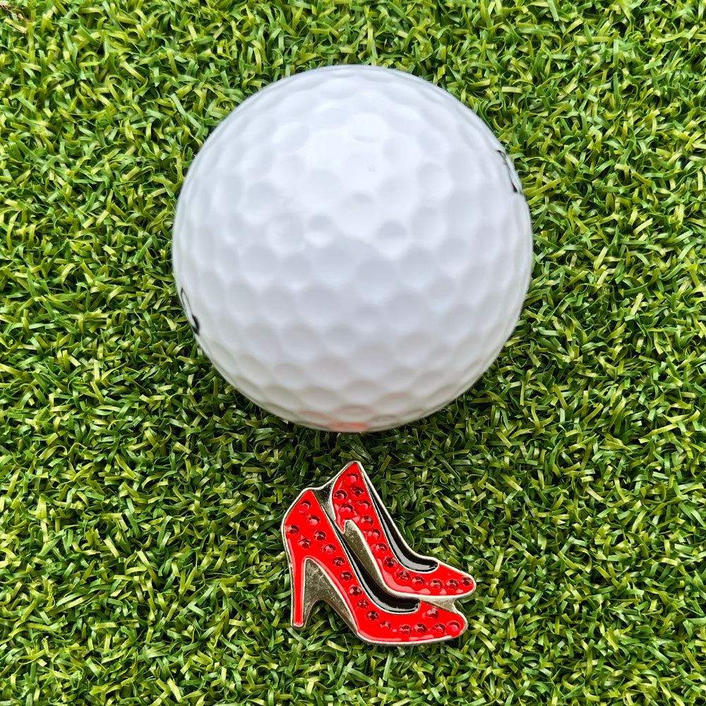 Sparkly high-heel shaped golf ball marker