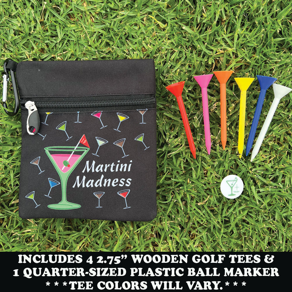 Martini Madness Zippered Golf Tee Bag