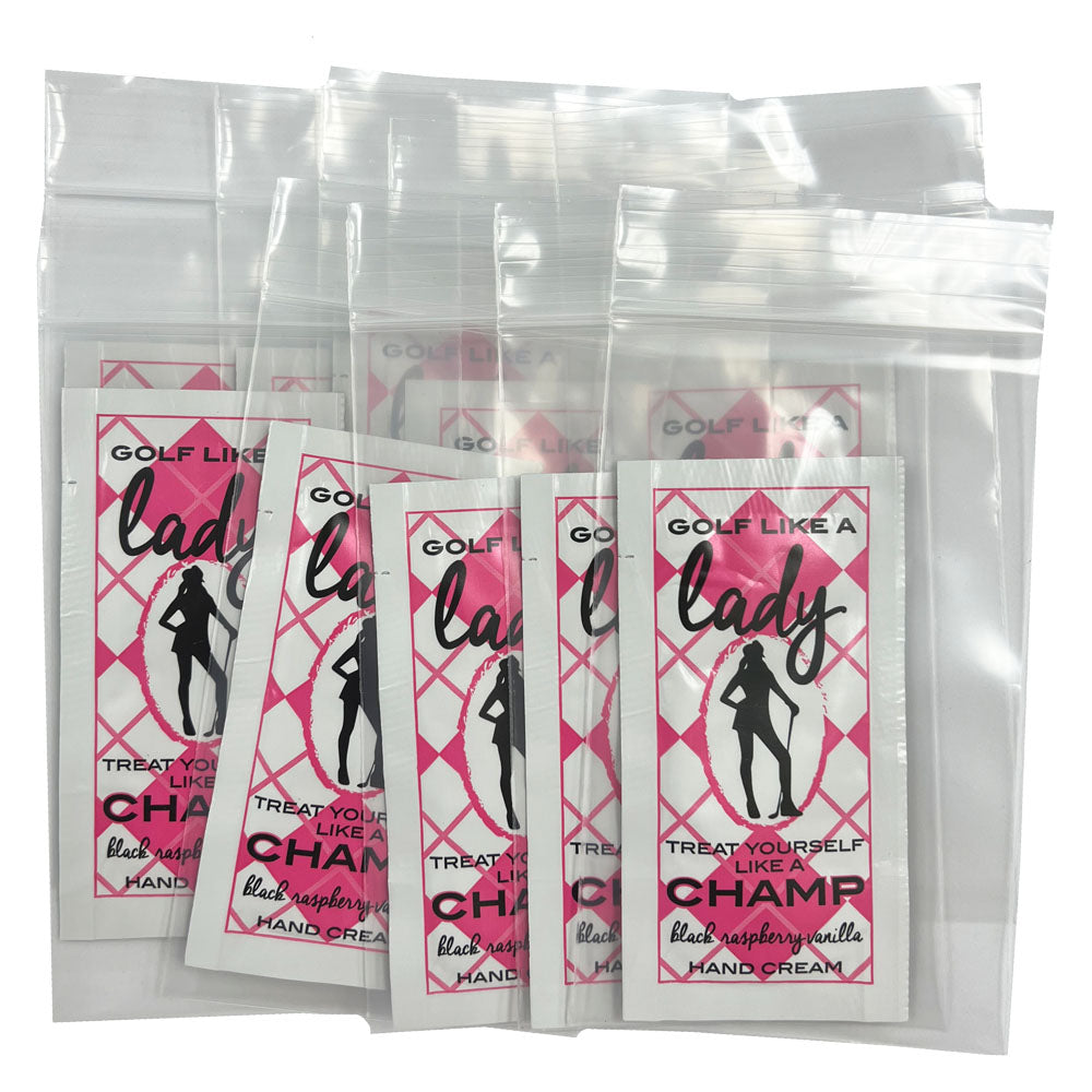 Giggle Golf golf like a lady, treat yourself like a champ 10 single-use hand creams packets - black raspberry vanilla