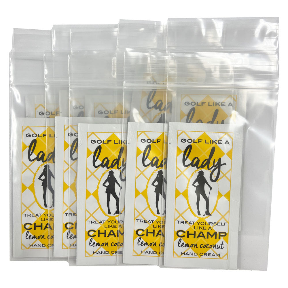 Giggle Golf golf like a lady, treat yourself like a champ 10 single-use hand creams packets - lemon coconut