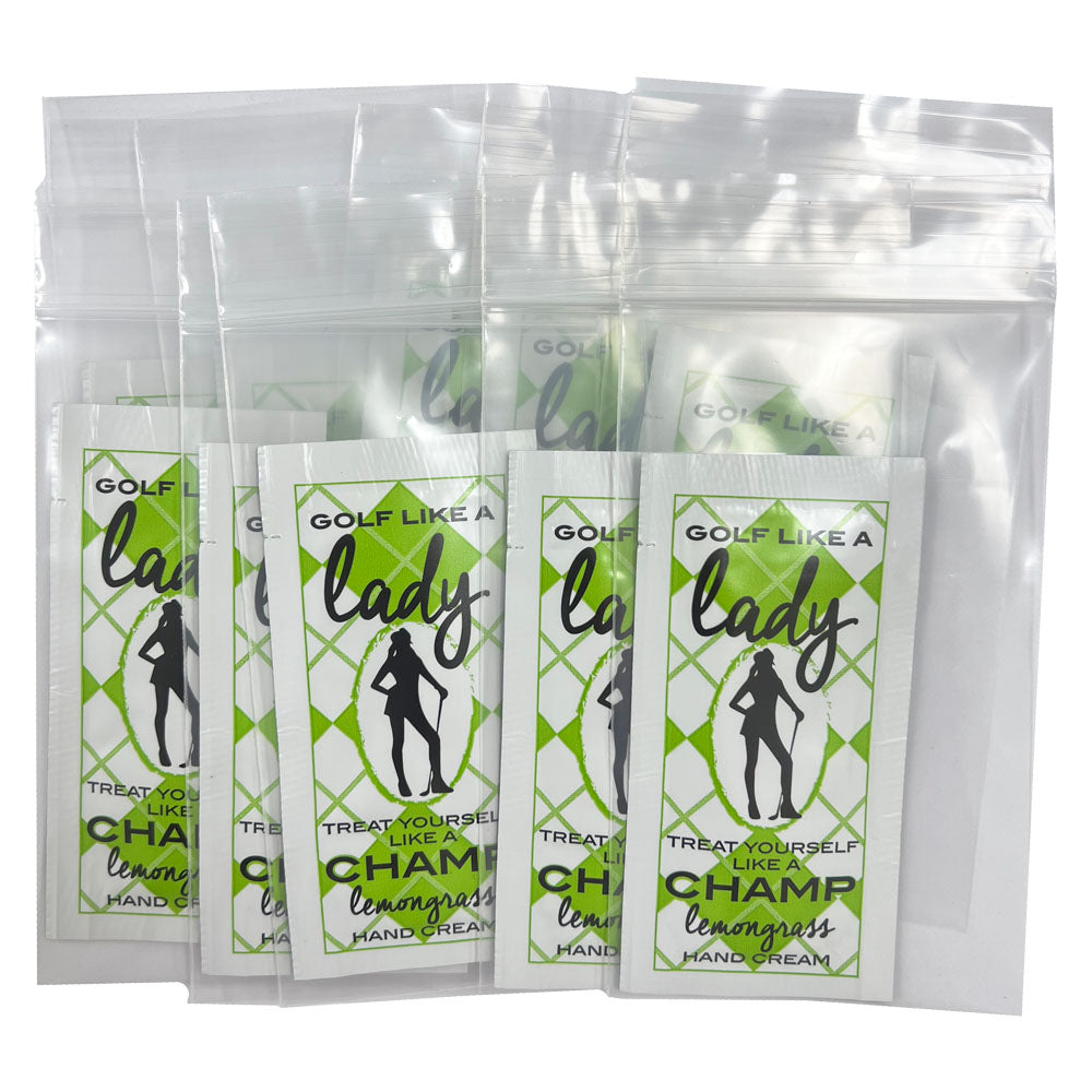 Giggle Golf golf like a lady, treat yourself like a champ 10 single-use hand creams packets - lemongrass