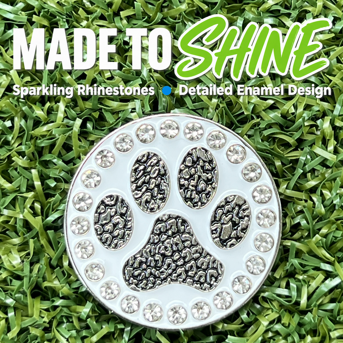 Bling Paw Print (Black) Golf Ball Marker