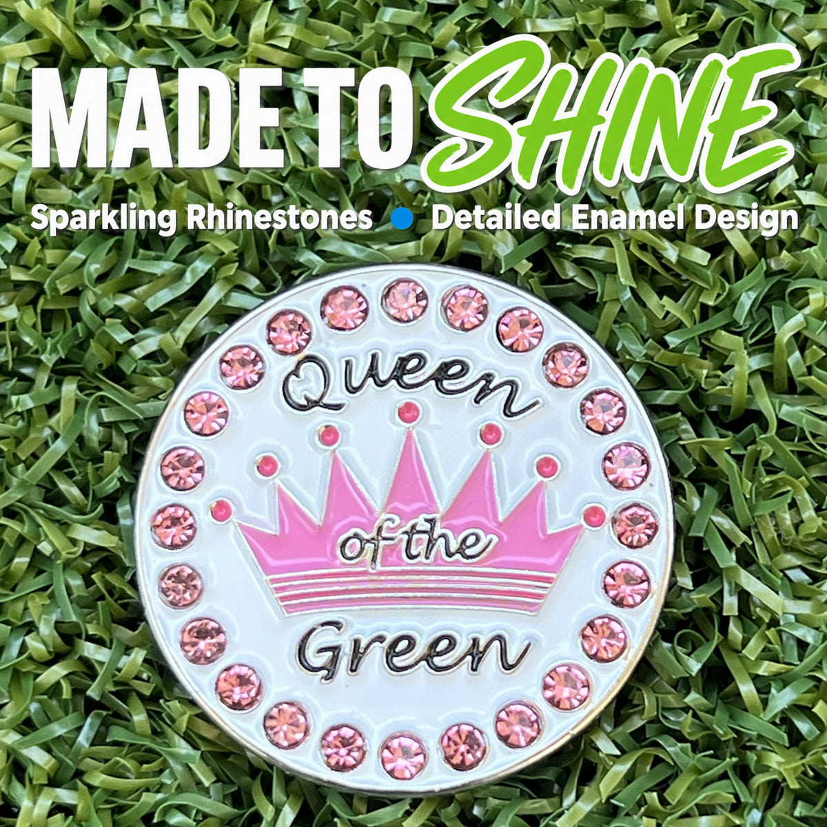 Bling Queen Of The Green (Pink Crown) Golf Ball Marker