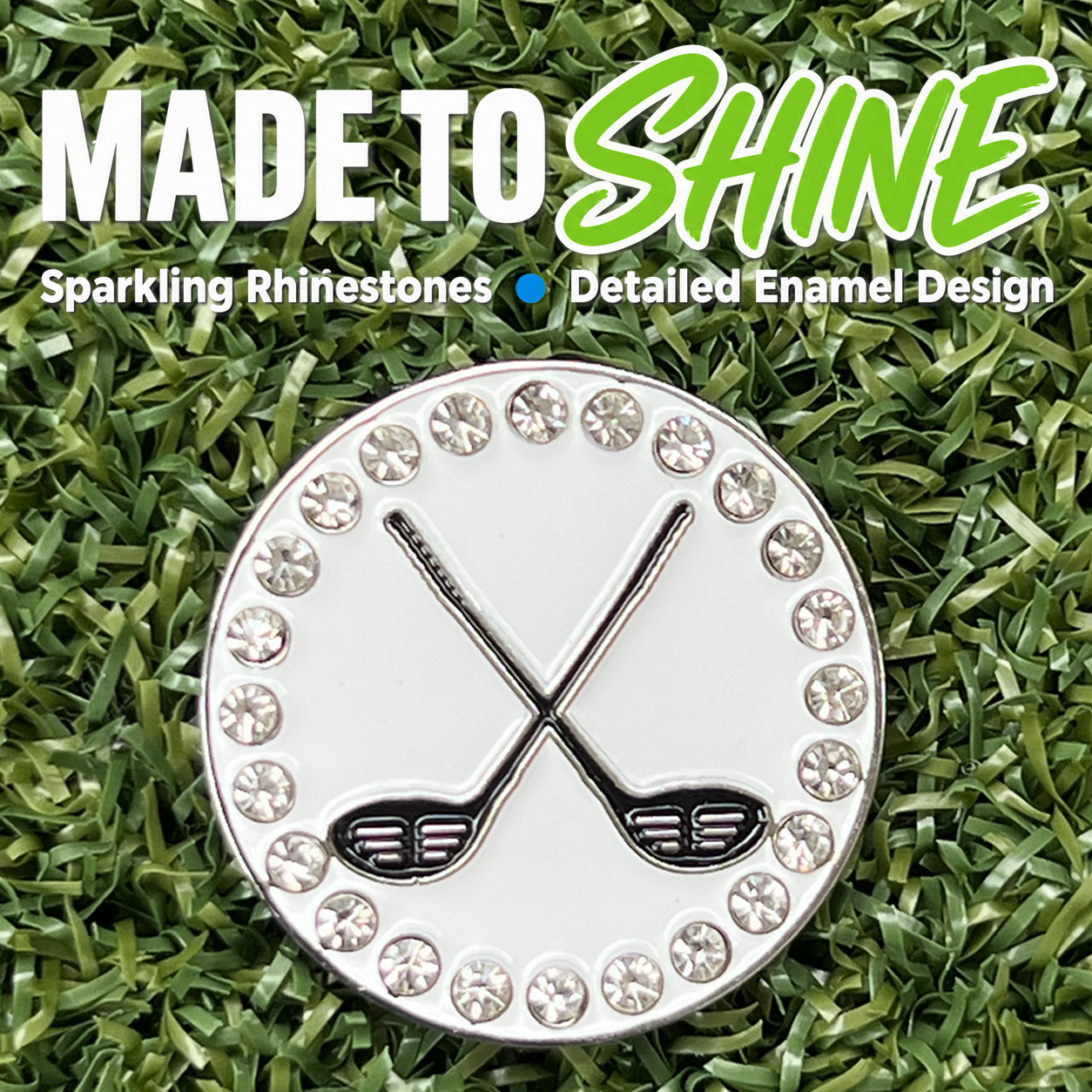 Bling Crossed Clubs Golf Ball Marker