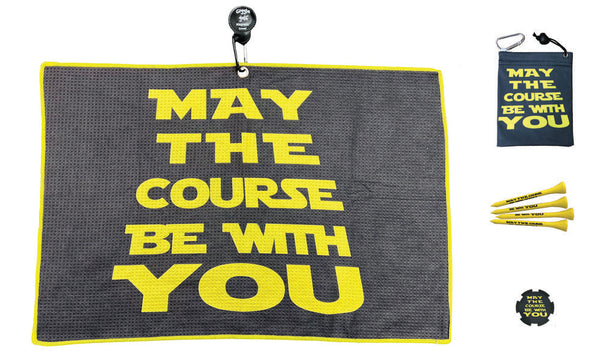 Giggle Golf May The Course Be With You Magnetic Golf Towel, Lightweight Tee Bag With 4 Tees And Double Sided Poker Chip