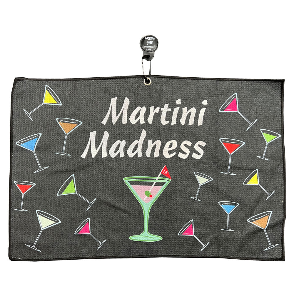 Giggle Golf Martini Madness Magnetic Black Golf Towel