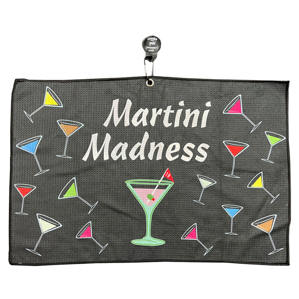 Giggle Golf Martini Madness Magnetic Black Golf Towel