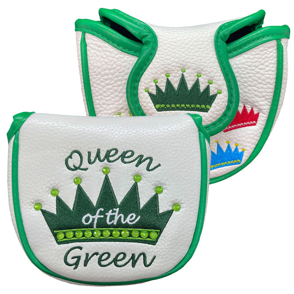 Queen Of The Green Rhinestone White Mallet Putter Cover