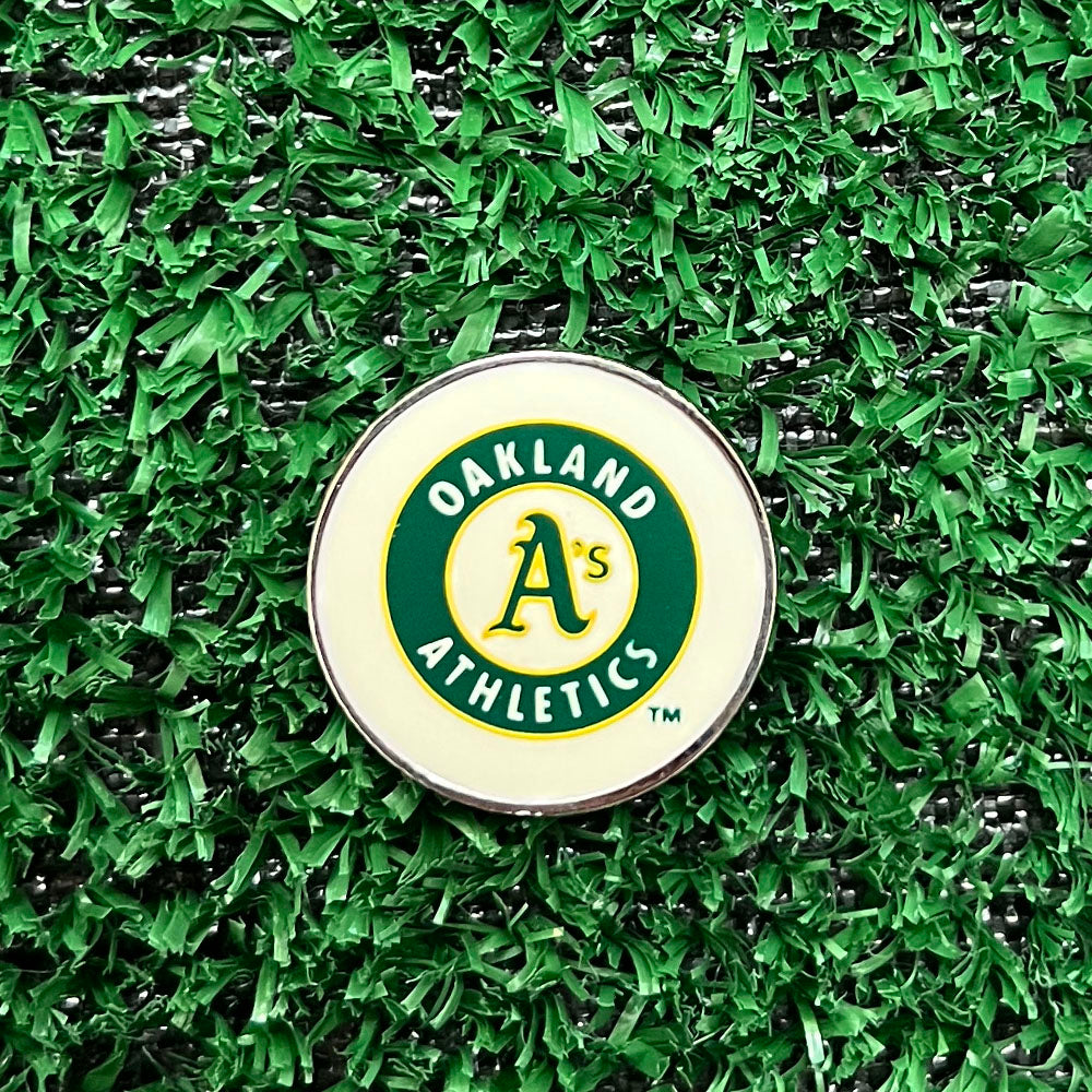 MLB Oakland Athletics single‑sided golf ball marker. clearance accessory