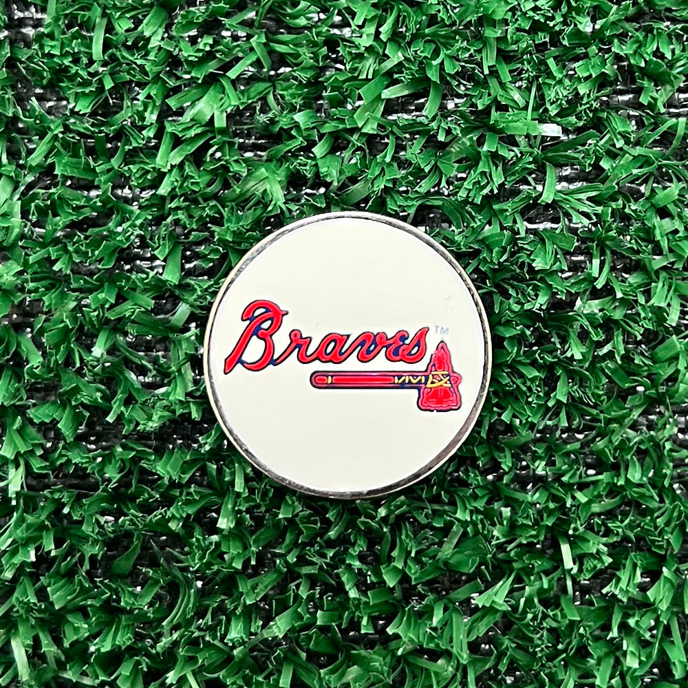 Single-sided Atlanta Braves golf ball marker for golf and baseball lovers 