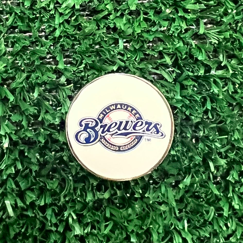 MLB Milwaukee Brewers single‑sided golf ball marker. clearance accessory