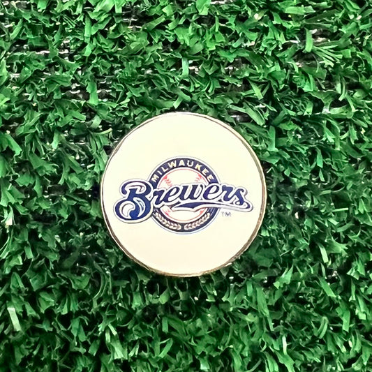 MLB Milwaukee Brewers single‑sided golf ball marker. clearance accessory