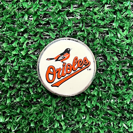 Single-sided Baltimore Orioles golf ball marker accessory for golfers