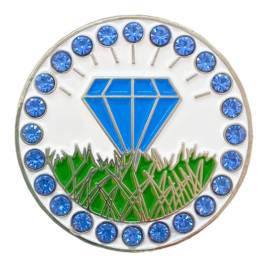 Bling Diamond In The Rough (Blue) Golf Ball Marker