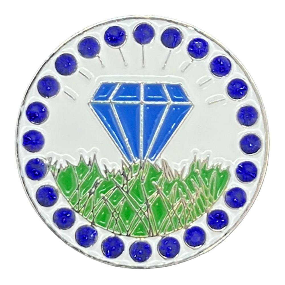 Bling Diamond In The Rough (Blue) Golf Ball Marker