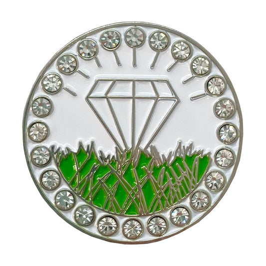 Bling Diamond In The Rough (White) Golf Ball Marker