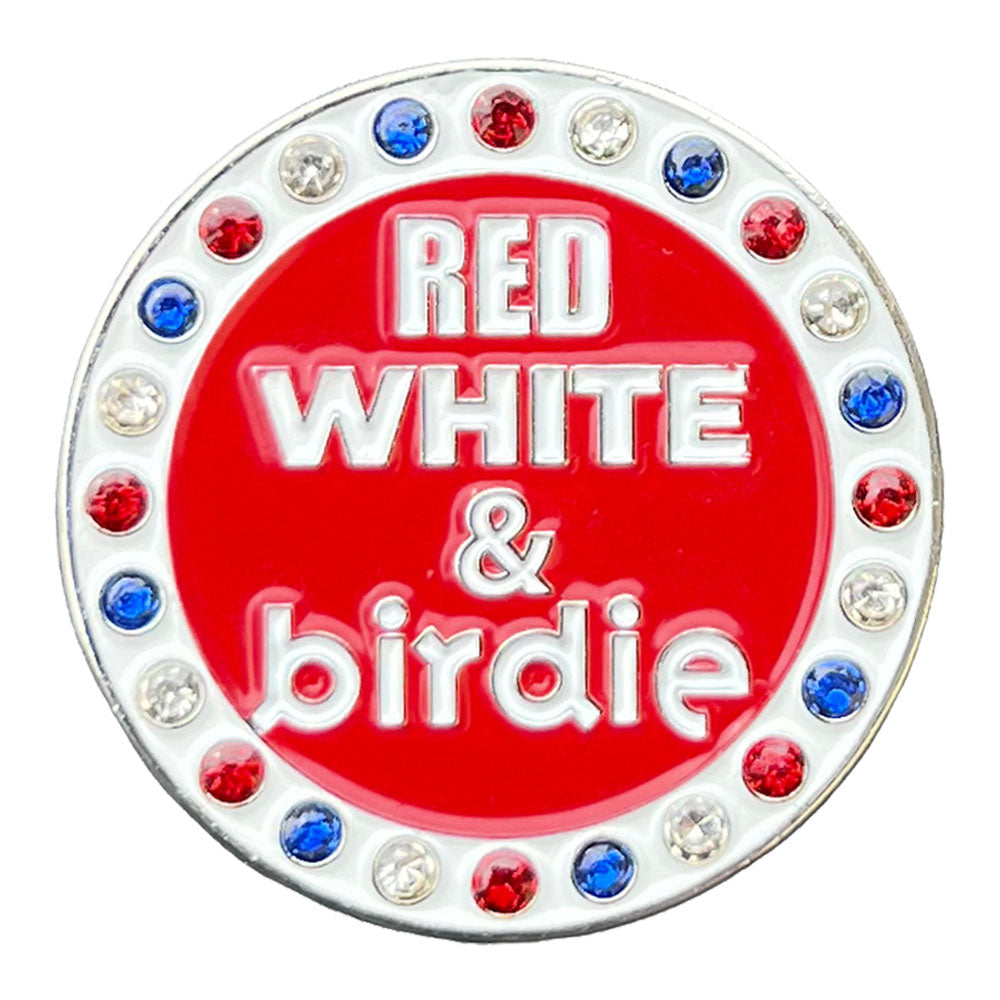 Bling Red White & Birdie Golf Ball Marker