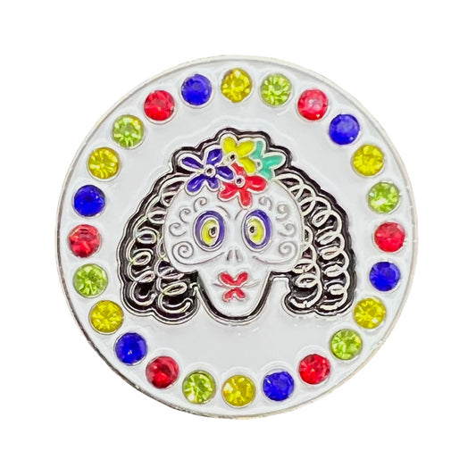 Giggle Golf Bling Female Sugar Skull Golf Ball Marker Only