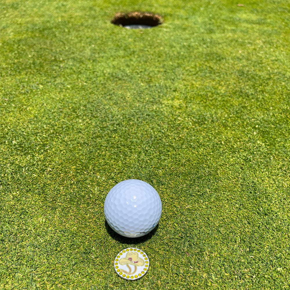 Giggle Golf Bling Cowboy Hat On A Putting Green, Behind A White Golf Ball