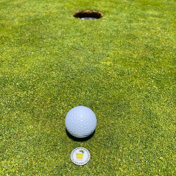 Giggle Golf Bling Got Salt (Tequila Shot) On A Putting Green, Behind A White Golf Ball