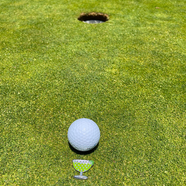 Giggle Golf Bling Green Margarita On A Putting Green, Behind A White Golf Ball