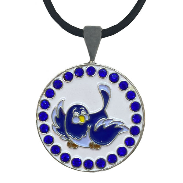 Giggle Golf Bling Birdie (Blue) Golf Ball Marker WIth Magnetic Necklace
