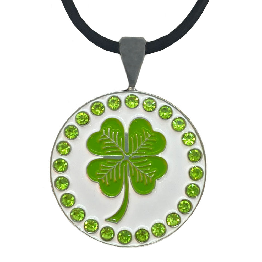 Giggle Golf Bling 4 Leaf Clover Golf Ball Marker With Magnetic Necklace