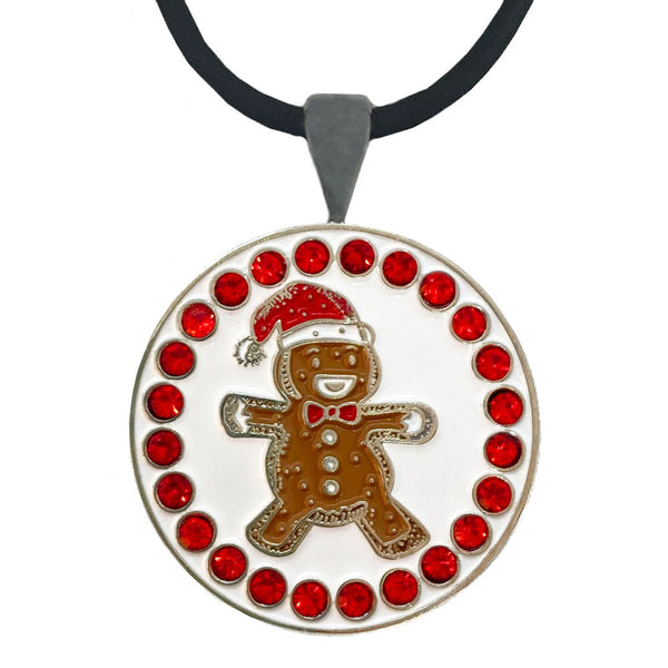 Giggle Golf Bling Gingerbread Man Golf Ball Marker With Magnetic Necklace