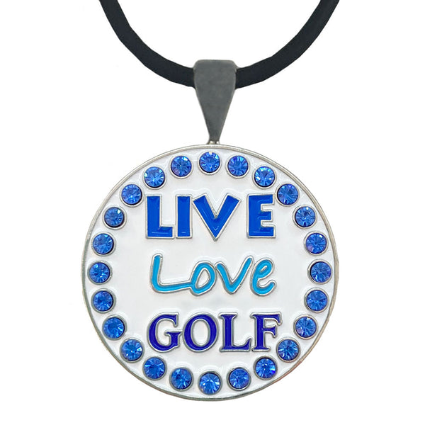 Giggle Golf Bling Live Love Golf Ball Marker With Magnetic Necklace