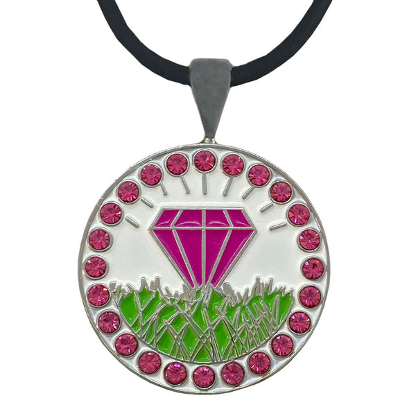 Giggle Golf Pink Diamond In The Rough Ball Marker With Magnetic Necklace