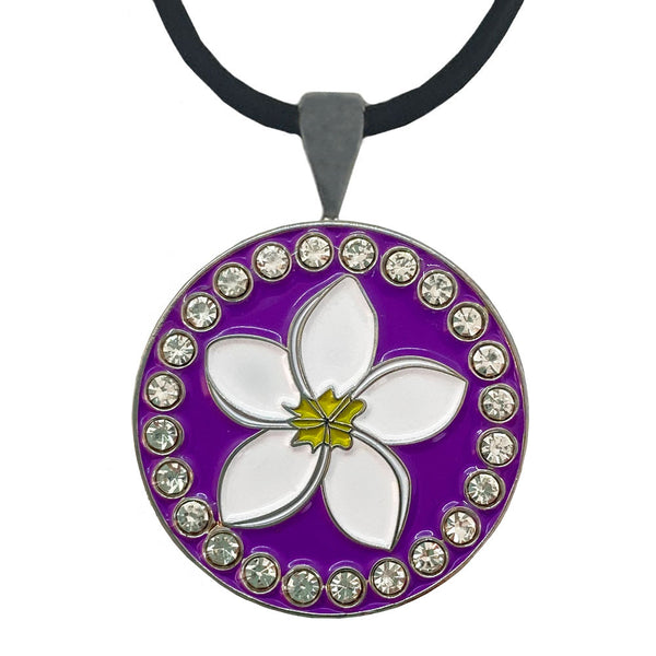 Giggle Golf Bling Plumeria Golf Ball Marker With Magnetic Necklace