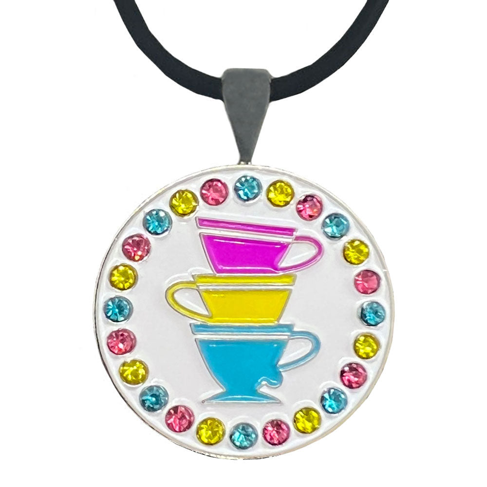 Giggle Golf Bling Teacups Golf Ball Marker With Magnetic Necklace