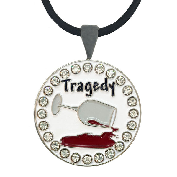 Giggle Golf Bling Tragedy (Glass Of Red Wine Spilling) Golf Ball Marker With Magnetic Necklace