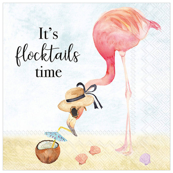 Pink Flamingo It's Flocktails Time Cocktail Napkin Pack
