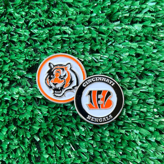 Cincinnati Bengals double-sided ball marker — fun golf accessory